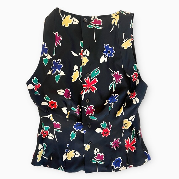 Vintage Fendi 365 Roma by Contir Silk Sleeveless Floral Blouse Sz M - Picture 2 of 7